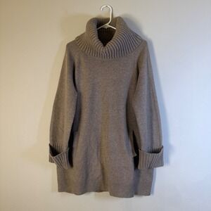 Gap Womens Lambswool Blend Cowl Neck Tunic Sweater Taupe Brown Large Pockets